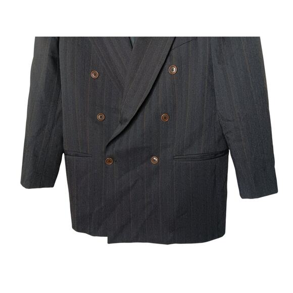 Valentino Uomo Men's Gray Stripe Double-Breasted Wool Suit Jacket Blazer Sz 38 - Picture 6 of 16